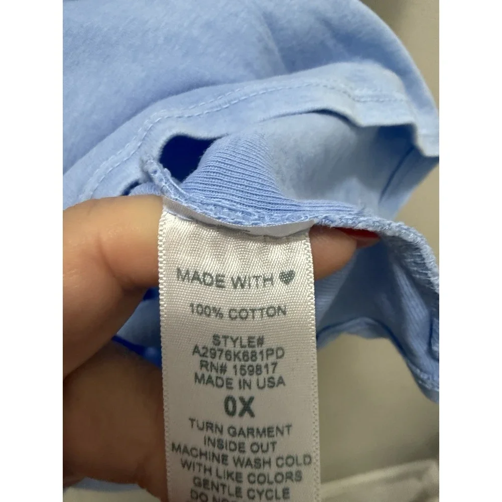 Arula Blue Cropped Tee Shirt Women's Size 0X –‎ 100% Cotton - Picture 6 of 8